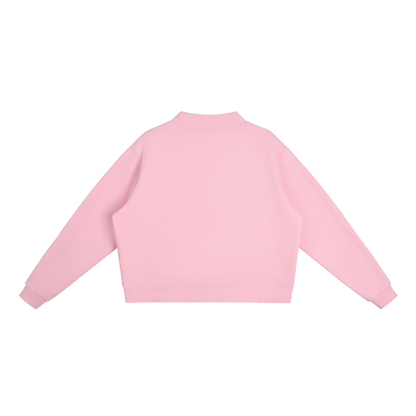 LOVER OF MY SOUL — OVERSIZED FLEECE BUBBLEGUM PINK MOCK-NECK CREW