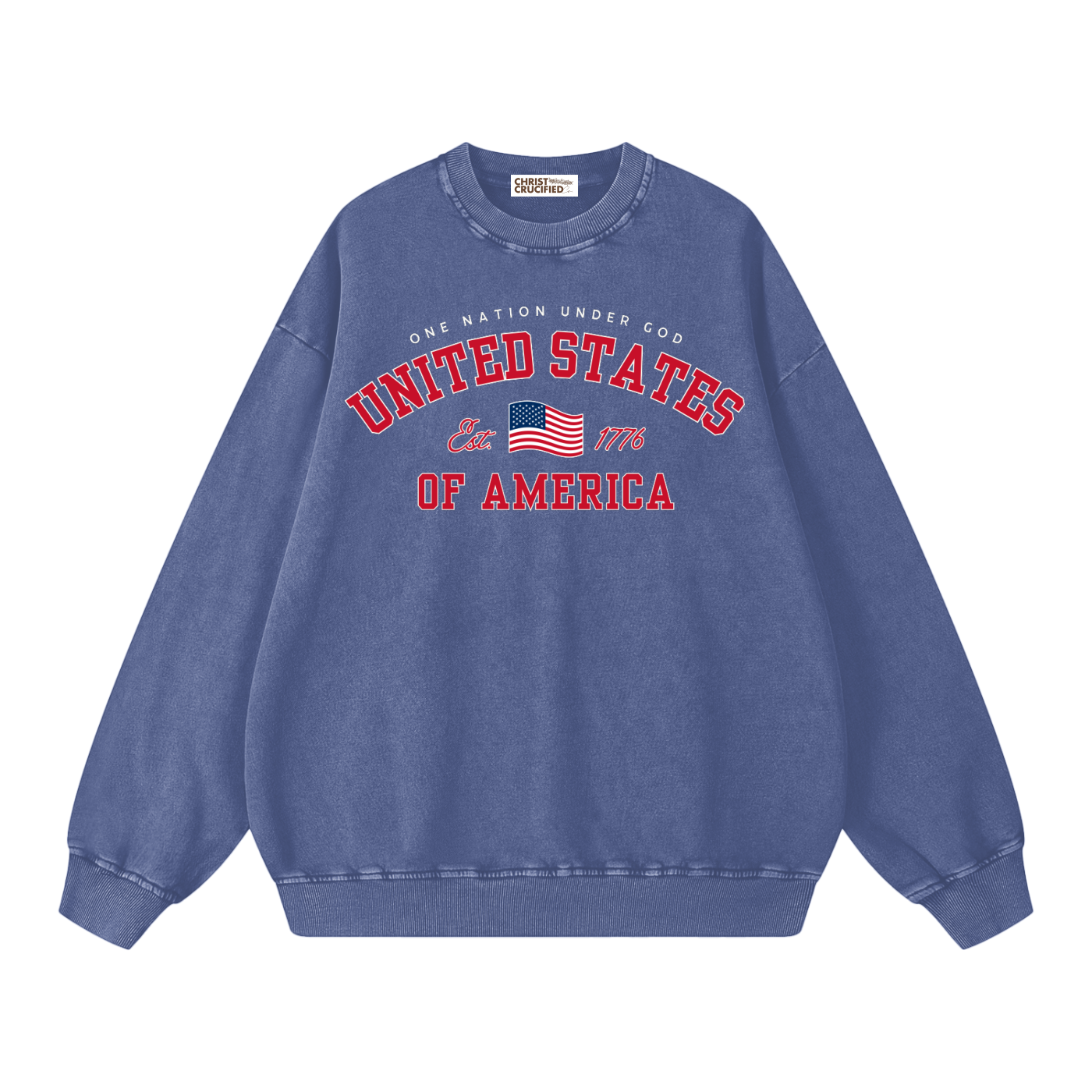ONE NATION UNDER GOD — SNOW WASHED OVERSIZED SWEATSHIRT