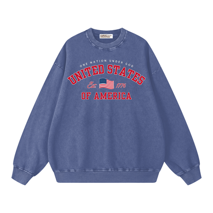 ONE NATION UNDER GOD — SNOW WASHED OVERSIZED SWEATSHIRT