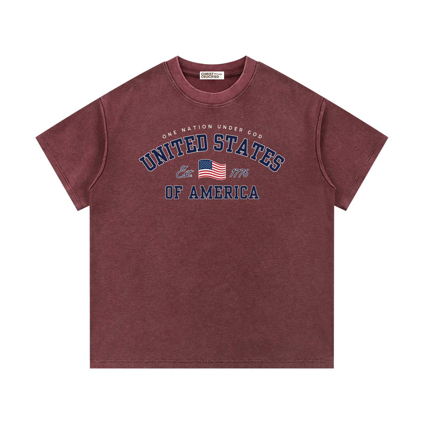 ONE NATION UNDER GOD — MINERAL WASH WAFFLE TEE