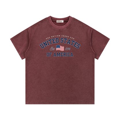 ONE NATION UNDER GOD — MINERAL WASH WAFFLE TEE