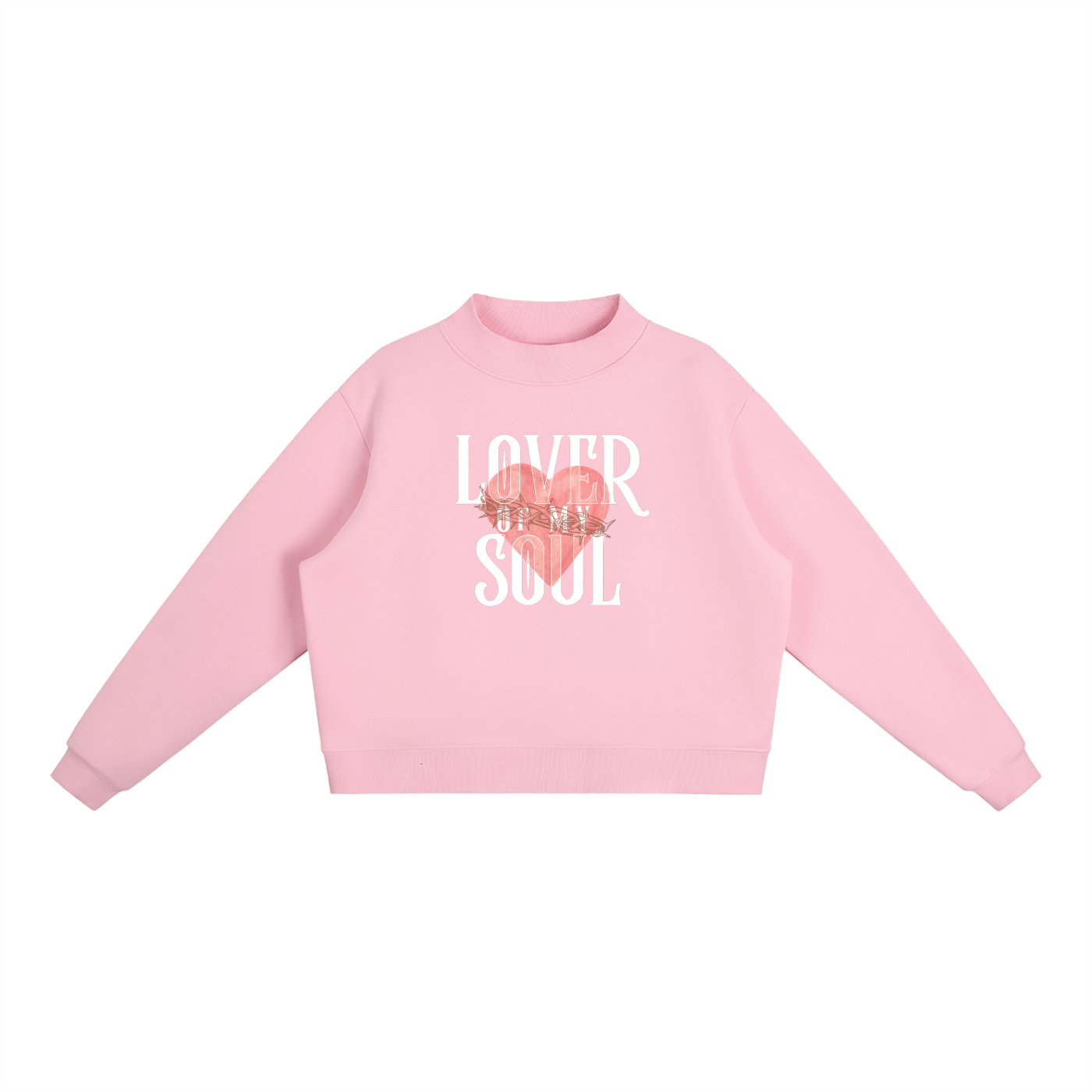 LOVER OF MY SOUL — OVERSIZED FLEECE BUBBLEGUM PINK MOCK-NECK CREW