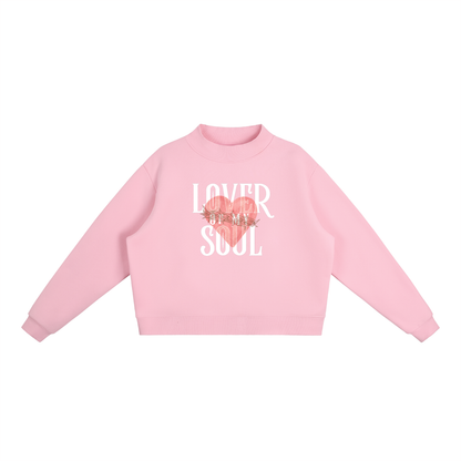 LOVER OF MY SOUL — OVERSIZED FLEECE BUBBLEGUM PINK MOCK-NECK CREW