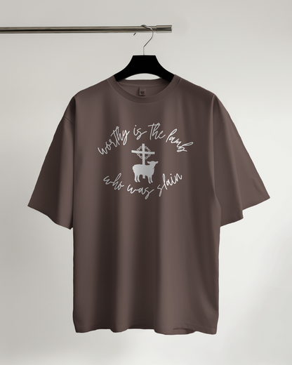 "WORTHY IS THE LAMB" HEAVYWEIGHT ESPRESSO TEE