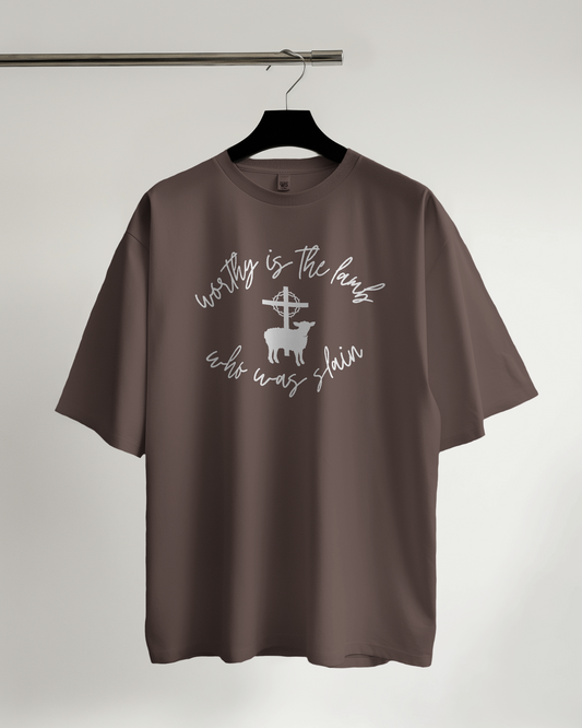 "WORTHY IS THE LAMB" HEAVYWEIGHT ESPRESSO TEE